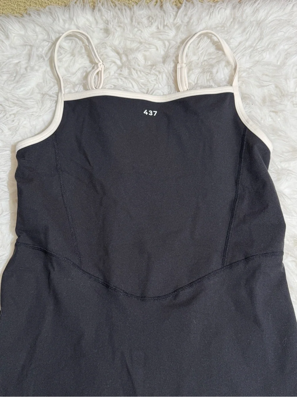 NEW 437 Four Three Seven XL The Shorts Onesie Black Cream Shortysuit Workout - Picture 7 of 13